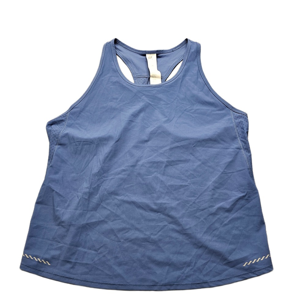 Fabletics Tank Top Womens M Blue Perforated Split Racerback Round Neck Pullover